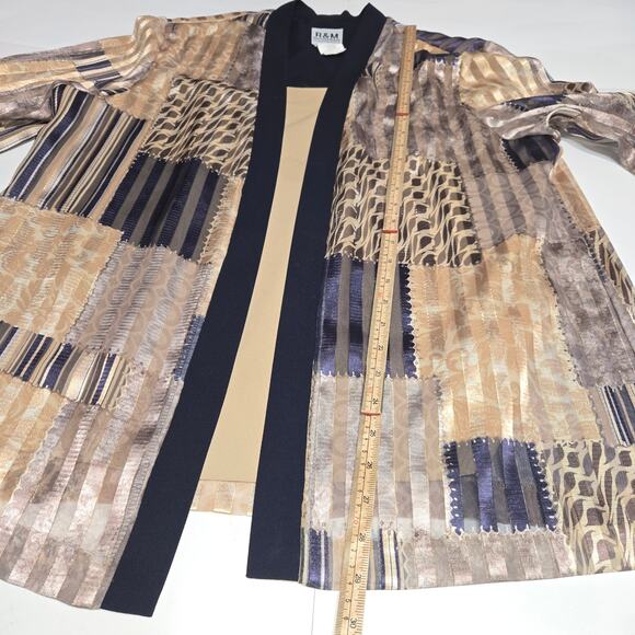 R&M Richards Womens Size 18 Twofer Blouse Patchwork Artsy Classic Glam Metallic - Picture 6 of 11